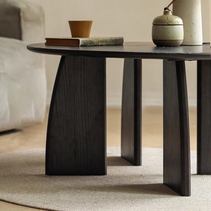 Mesa de centro redonda japonesa zen tradicional de madera de pino con tablero redondo de 1 nivel para sala de estar 