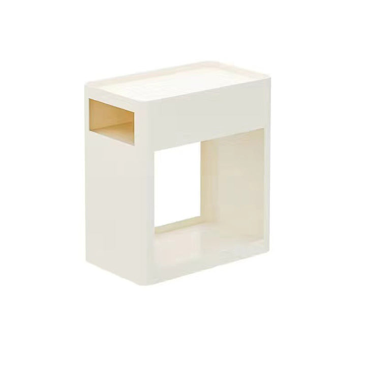 Mesa auxiliar contemporánea nórdica rectangular con bandeja de hierro con estantes de almacenamiento de 2 niveles y ruedas para sala de estar 