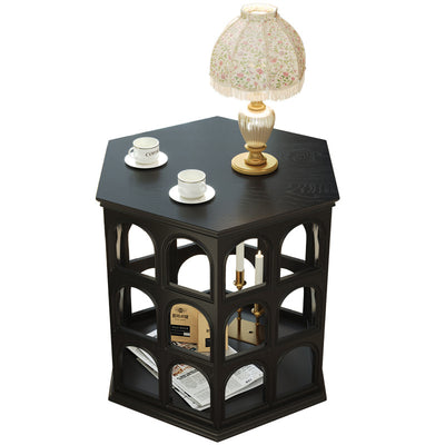 Zeitgenössischer Retro-Sechseck-Massivholz-Hohl-Endtisch für das Wohnzimmer 