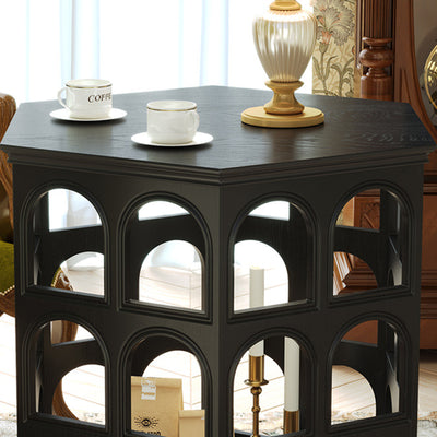 Zeitgenössischer Retro-Sechseck-Massivholz-Hohl-Endtisch für das Wohnzimmer 