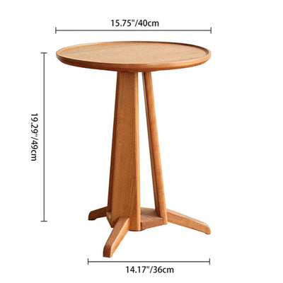 Traditional Japanese Geometric Circle Solid Wood Top Coffee Table For Living Room