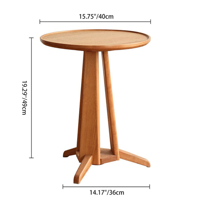 Traditional Japanese Geometric Circle Solid Wood Top Coffee Table For Living Room