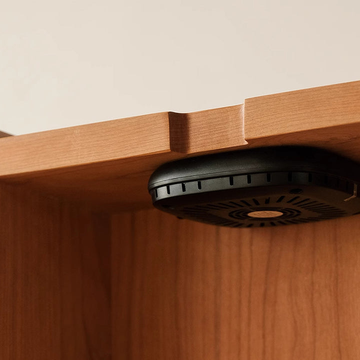 Mesita de noche móvil cuadrada de madera de cerezo y vidrio japonés tradicional con cajón y estante de almacenamiento para dormitorio 