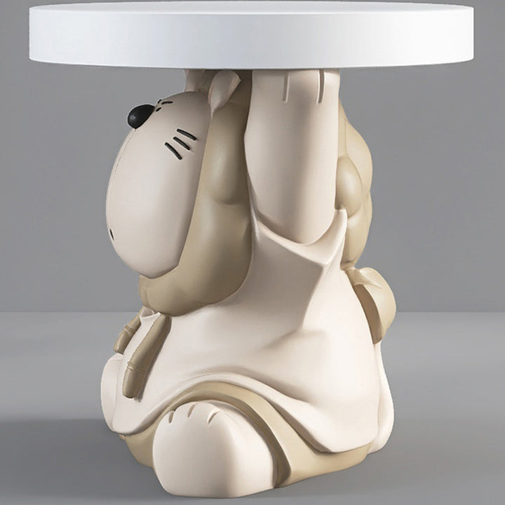 Contemporary Creative Round Animal Lion MDF Resin Side Table For Living Room
