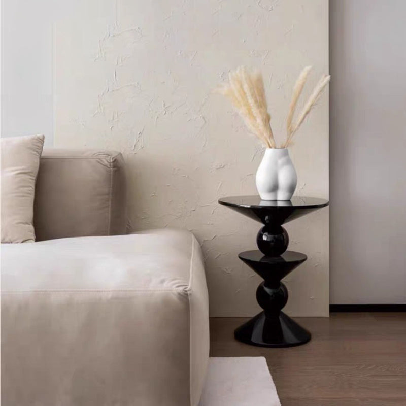 Contemporary Nordic FRP Geometric Round Side Table For Living Room