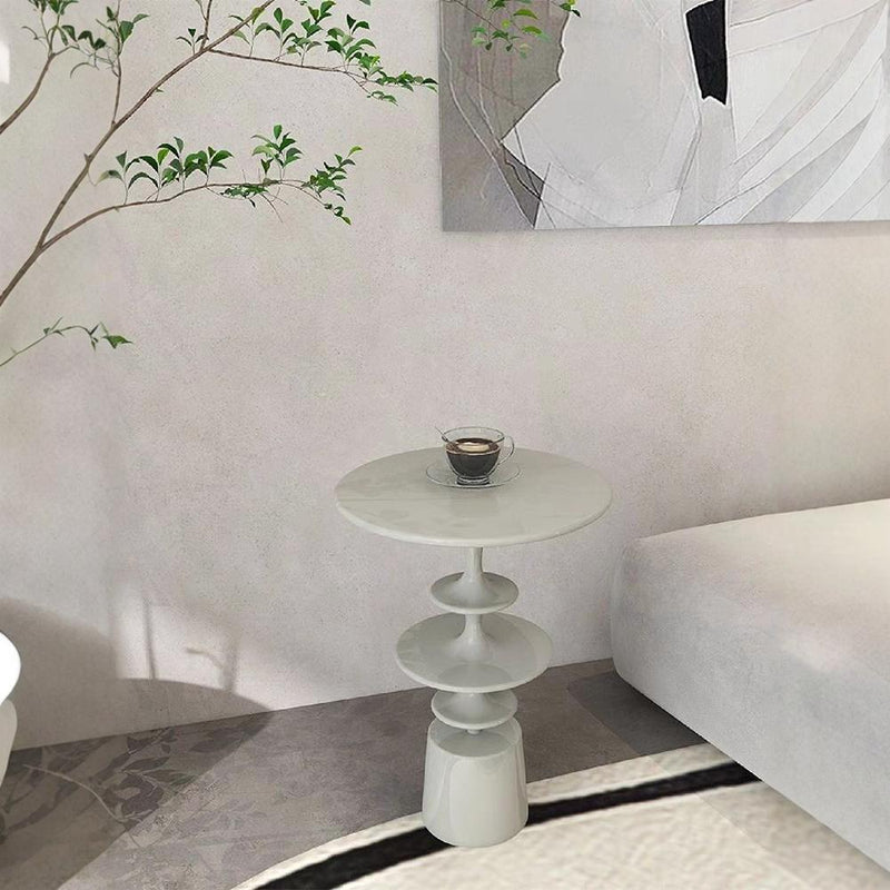 Contemporary Nordic Fiberglass Round Top Side Table For Living Room