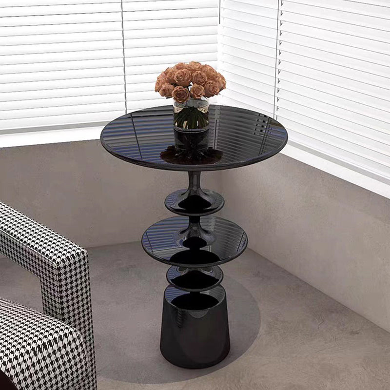 Contemporary Nordic Fiberglass Round Top Side Table For Living Room
