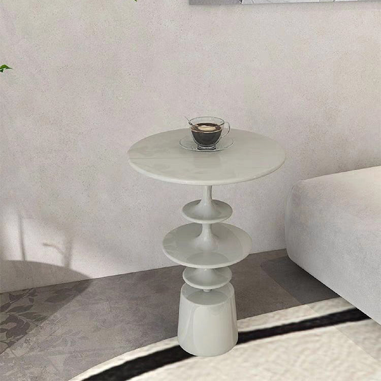Contemporary Nordic Fiberglass Round Top Side Table For Living Room