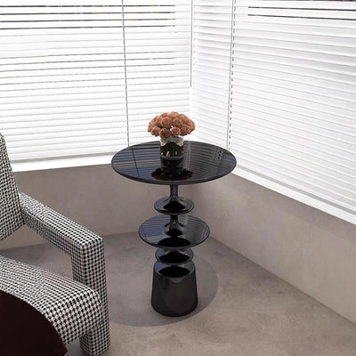 Contemporary Nordic Fiberglass Round Top Side Table For Living Room