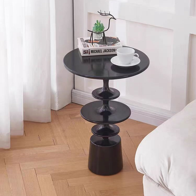 Contemporary Nordic Fiberglass Round Top Side Table For Living Room
