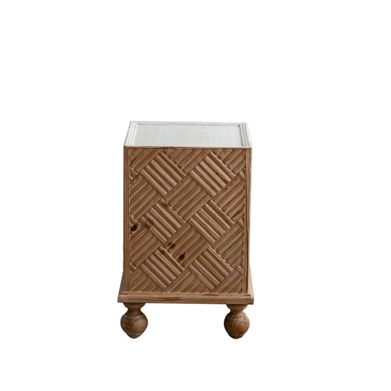 Traditional Rustic MDF Square Top Solid Wood Side Table For Living Room