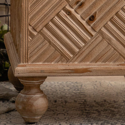 Traditional Rustic MDF Square Top Solid Wood Side Table For Living Room