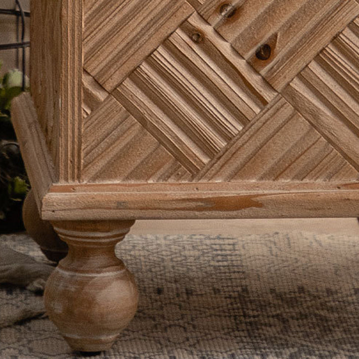 Traditional Rustic MDF Square Top Solid Wood Side Table For Living Room