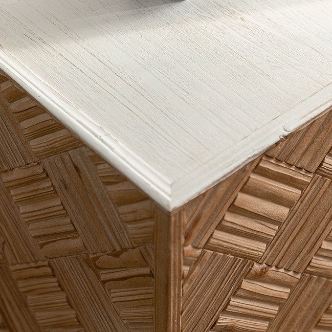 Traditional Rustic MDF Square Top Solid Wood Side Table For Living Room