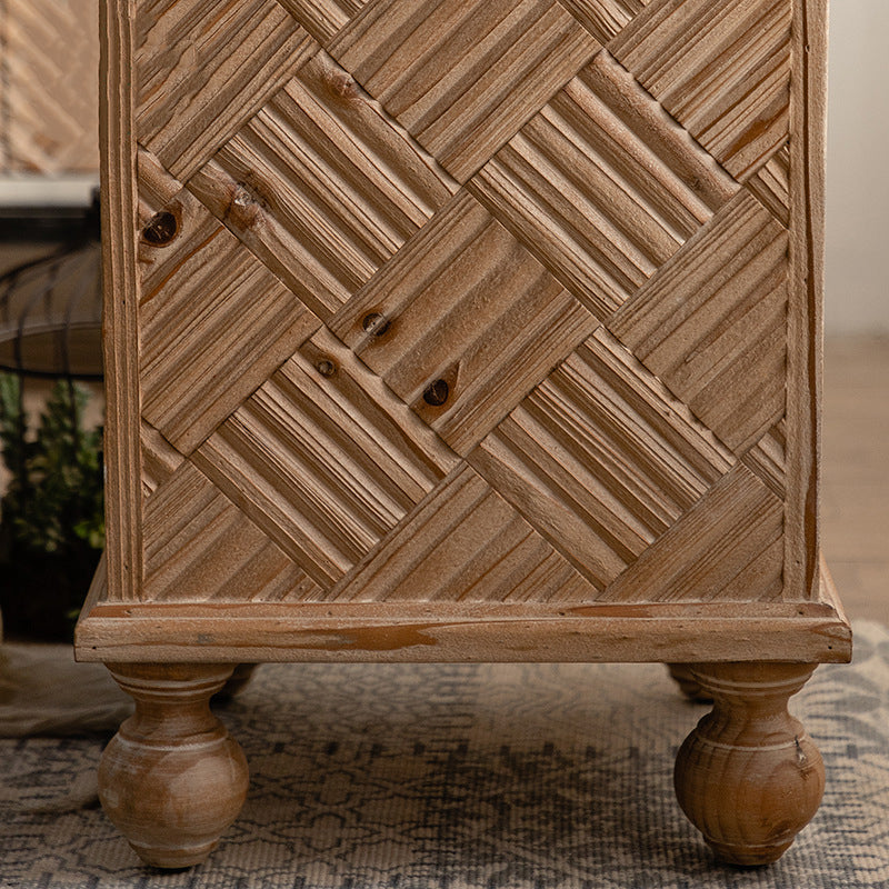 Traditional Rustic MDF Square Top Solid Wood Side Table For Living Room