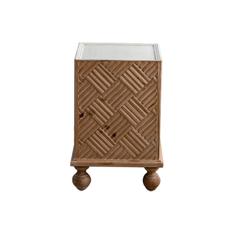 Traditional Rustic MDF Square Top Solid Wood Side Table For Living Room