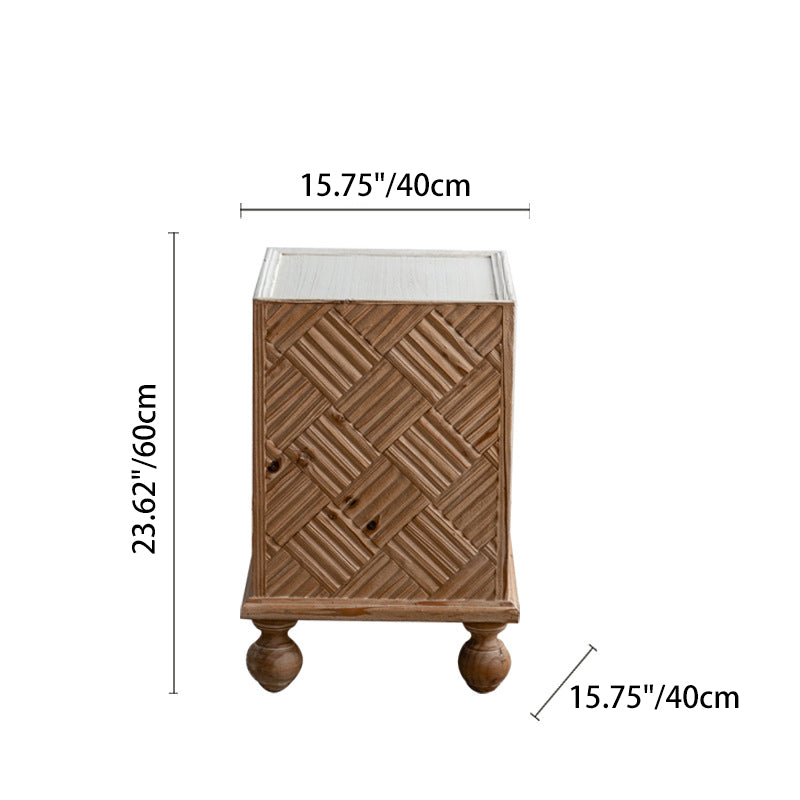 Traditional Rustic MDF Square Top Solid Wood Side Table For Living Room