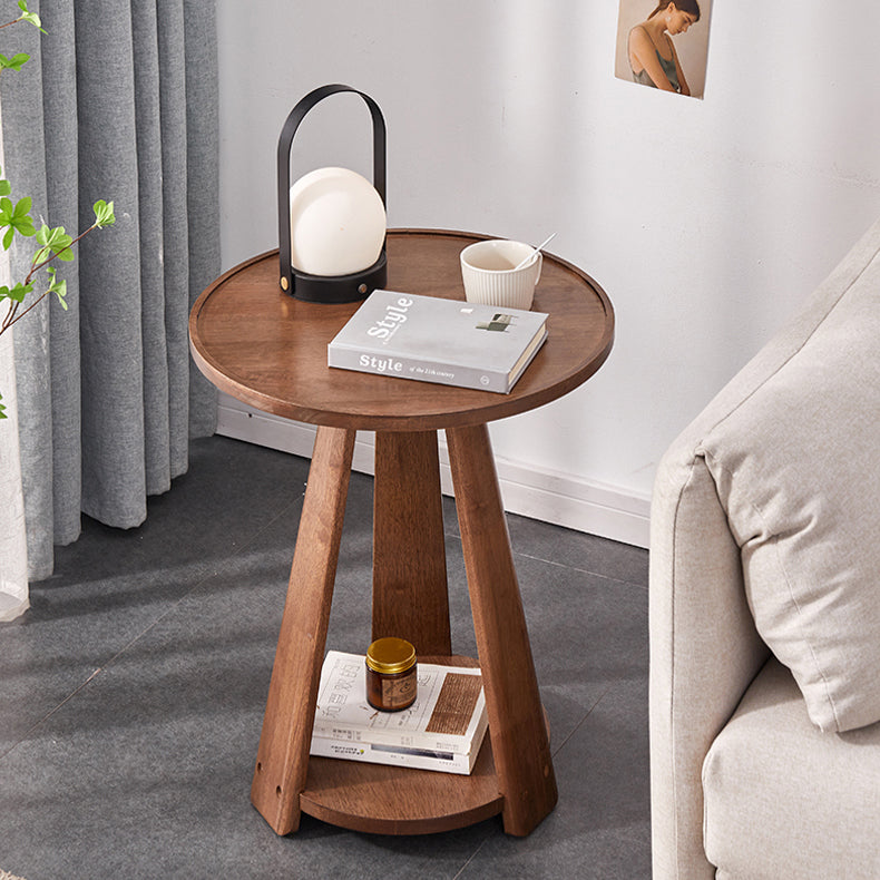 Traditional Japanese Geometric Square Wood Grain Tray Top Coffee Table 2-Tier For Living Room