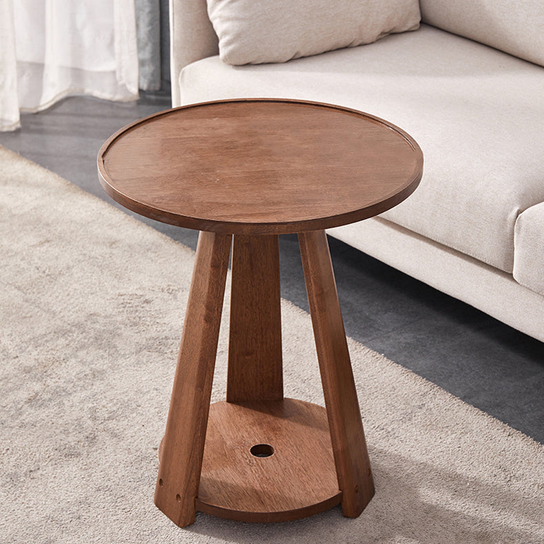 Traditional Japanese Geometric Square Wood Grain Tray Top Coffee Table 2-Tier For Living Room