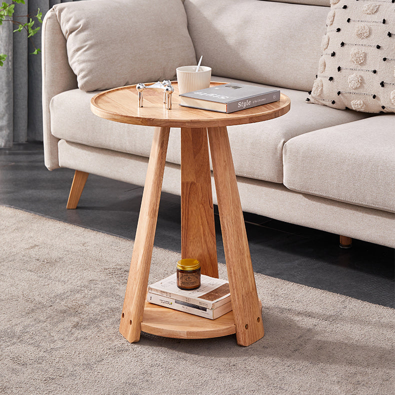 Traditional Japanese Geometric Square Wood Grain Tray Top Coffee Table 2-Tier For Living Room