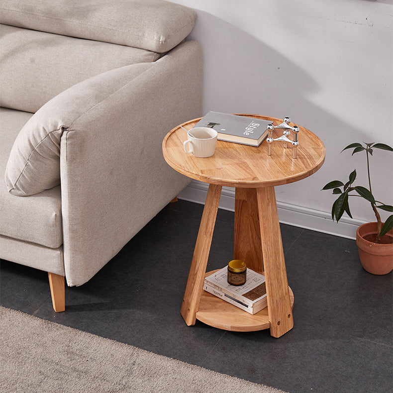 Traditional Japanese Geometric Square Wood Grain Tray Top Coffee Table 2-Tier For Living Room