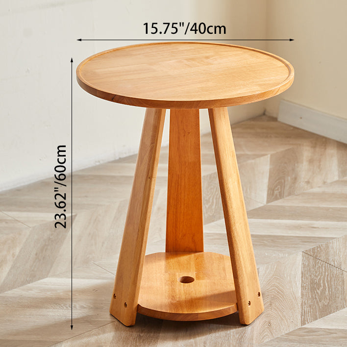 Traditional Japanese Geometric Square Wood Grain Tray Top Coffee Table 2-Tier For Living Room
