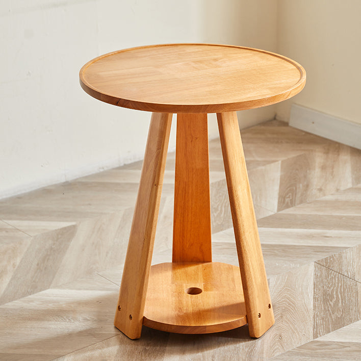 Traditional Japanese Geometric Square Wood Grain Tray Top Coffee Table 2-Tier For Living Room
