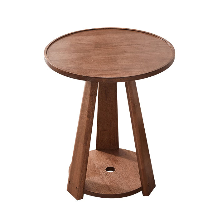 Traditional Japanese Geometric Square Wood Grain Tray Top Coffee Table 2-Tier For Living Room