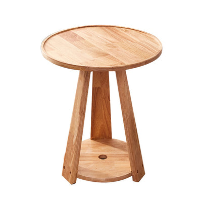 Traditional Japanese Geometric Square Wood Grain Tray Top Coffee Table 2-Tier For Living Room