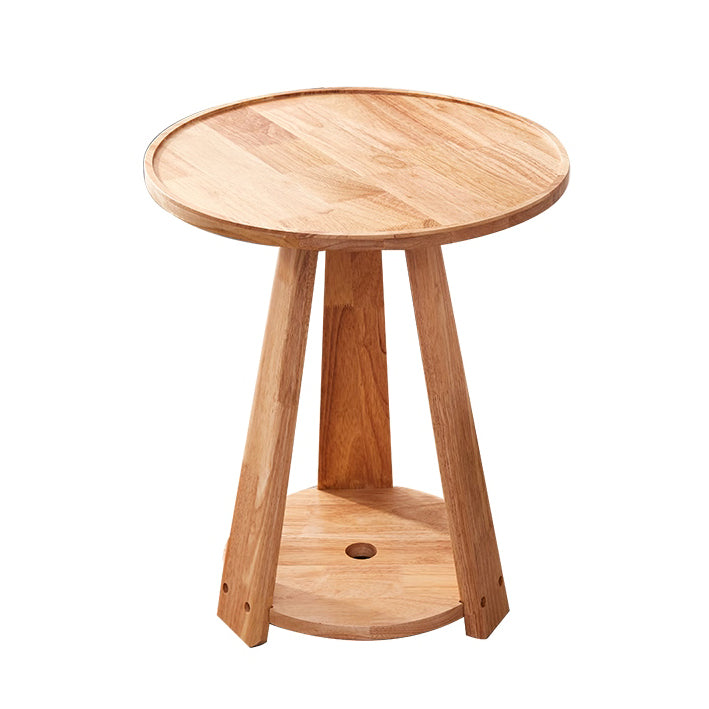 Traditional Japanese Geometric Square Wood Grain Tray Top Coffee Table 2-Tier For Living Room