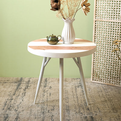 Table d'appoint contemporaine nordique avec plateau rond en MDF et pieds en fer pour le salon 