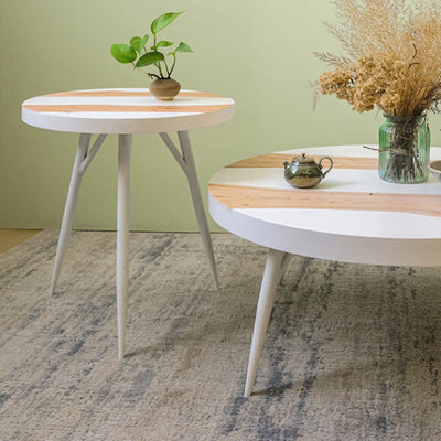 Table d'appoint contemporaine nordique avec plateau rond en MDF et pieds en fer pour le salon 