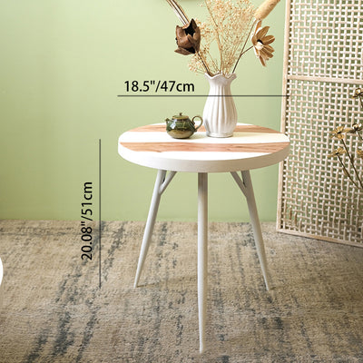Table d'appoint contemporaine nordique avec plateau rond en MDF et pieds en fer pour le salon 