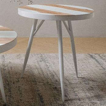 Table d'appoint contemporaine nordique avec plateau rond en MDF et pieds en fer pour le salon 