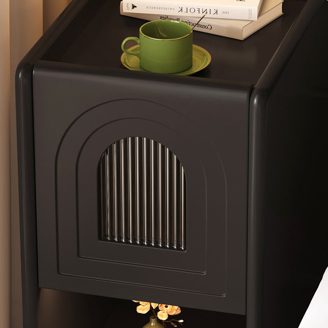 Traditional Vintage Rectangular Rubberwood Nightstand 1-Drawer Storage Cabinet For Bedroom