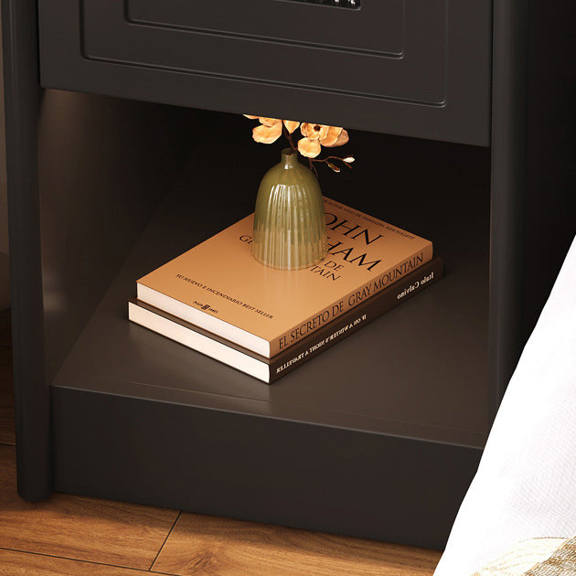 Traditional Vintage Rectangular Rubberwood Nightstand 1-Drawer Storage Cabinet For Bedroom