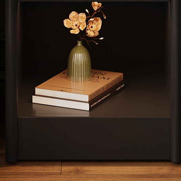 Traditional Vintage Rectangular Rubberwood Nightstand 1-Drawer Storage Cabinet For Bedroom