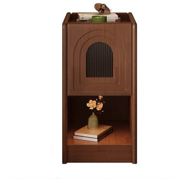 Traditional Vintage Rectangular Rubberwood Nightstand 1-Drawer Storage Cabinet For Bedroom