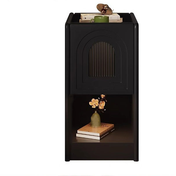 Traditional Vintage Rectangular Rubberwood Nightstand 1-Drawer Storage Cabinet For Bedroom