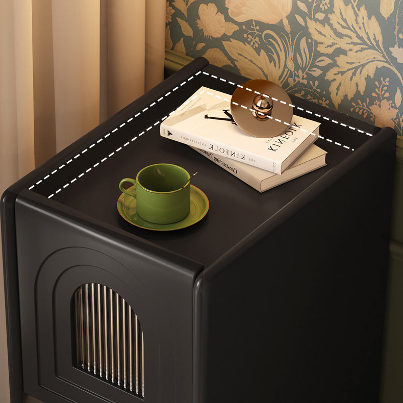 Traditional Vintage Rectangular Rubberwood Nightstand 1-Drawer Storage Cabinet For Bedroom