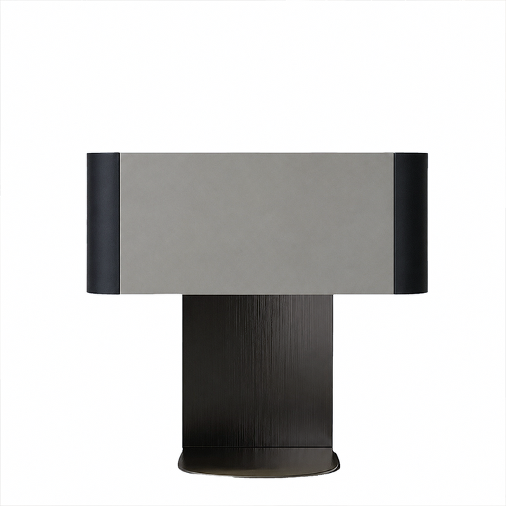 Table de nuit moderne de luxe avec dessus en pierre frittée carrée et placage en bois fumé 1 tiroir pour chambre 
