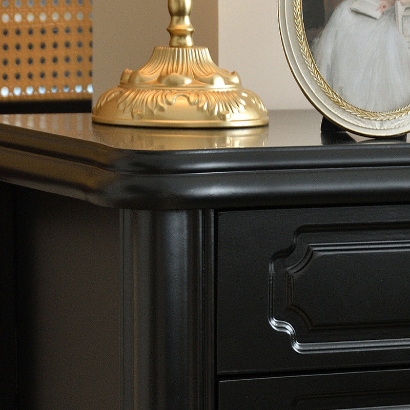 Traditional European Rectangular Solid Wood Nightstand 2-Drawer For Bedroom