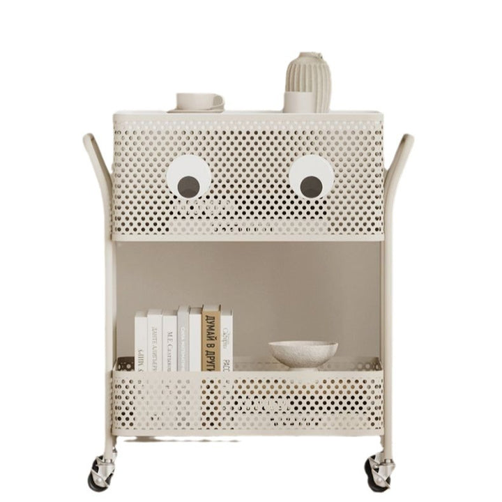 Contemporary Simplicity Rectangular Iron Tray Top Bracket End Table 2-Tier Rolling Cart For Living Room