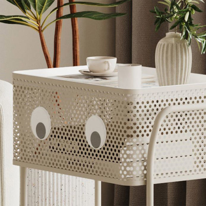 Contemporary Simplicity Rectangular Iron Tray Top Bracket End Table 2-Tier Rolling Cart For Living Room