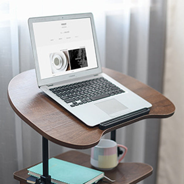 Modern Minimalist Curved MDF Height Adjustable Computer Desk Mobile Standing Desk 2-Tier Storage Shelves For Home Office