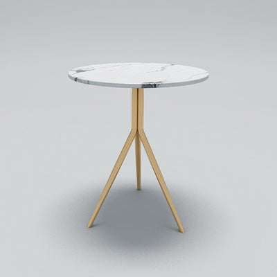 Contemporary Luxury Marble Round Top Metal Base End Table For Living Room