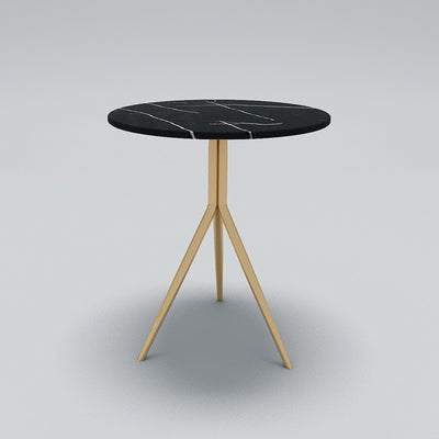 Contemporary Luxury Marble Round Top Metal Base End Table For Living Room