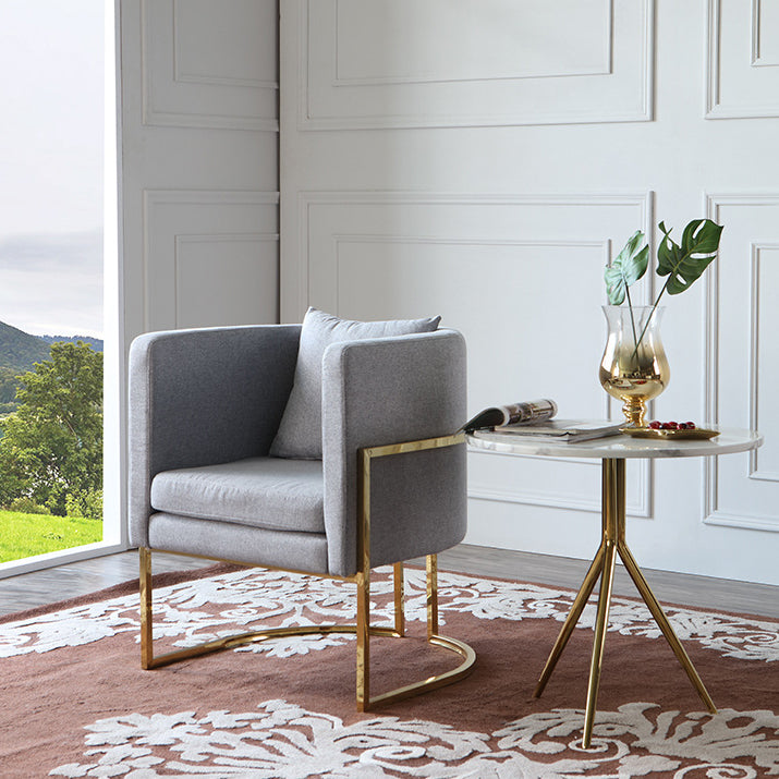 Contemporary Luxury Marble Round Top Metal Base End Table For Living Room
