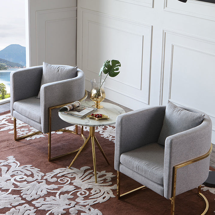 Contemporary Luxury Marble Round Top Metal Base End Table For Living Room