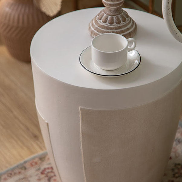 Mesa auxiliar geométrica cilíndrica de óxido de magnesio de simplicidad contemporánea para sala de estar 